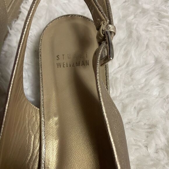 STUART WEITZMAN Rhinestone Gold Slingback Ballet Flats Shoes SZ9.5 - Picture 9 of 12